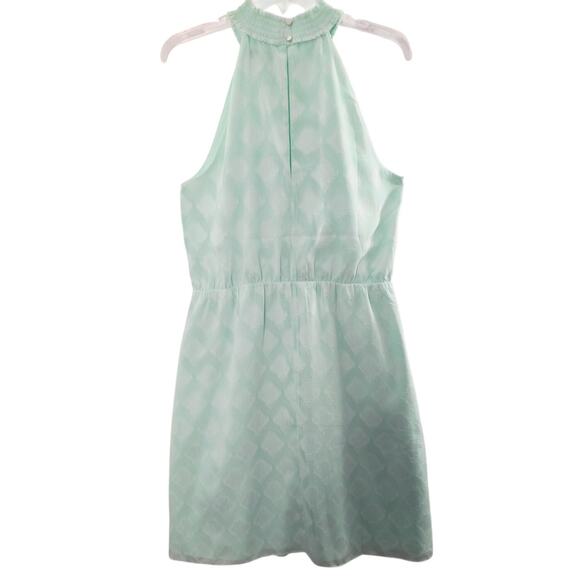 White House Black Market Halter Neck Dress Women's Sz 14 Green Sleeveless Lined - Picture 5 of 16